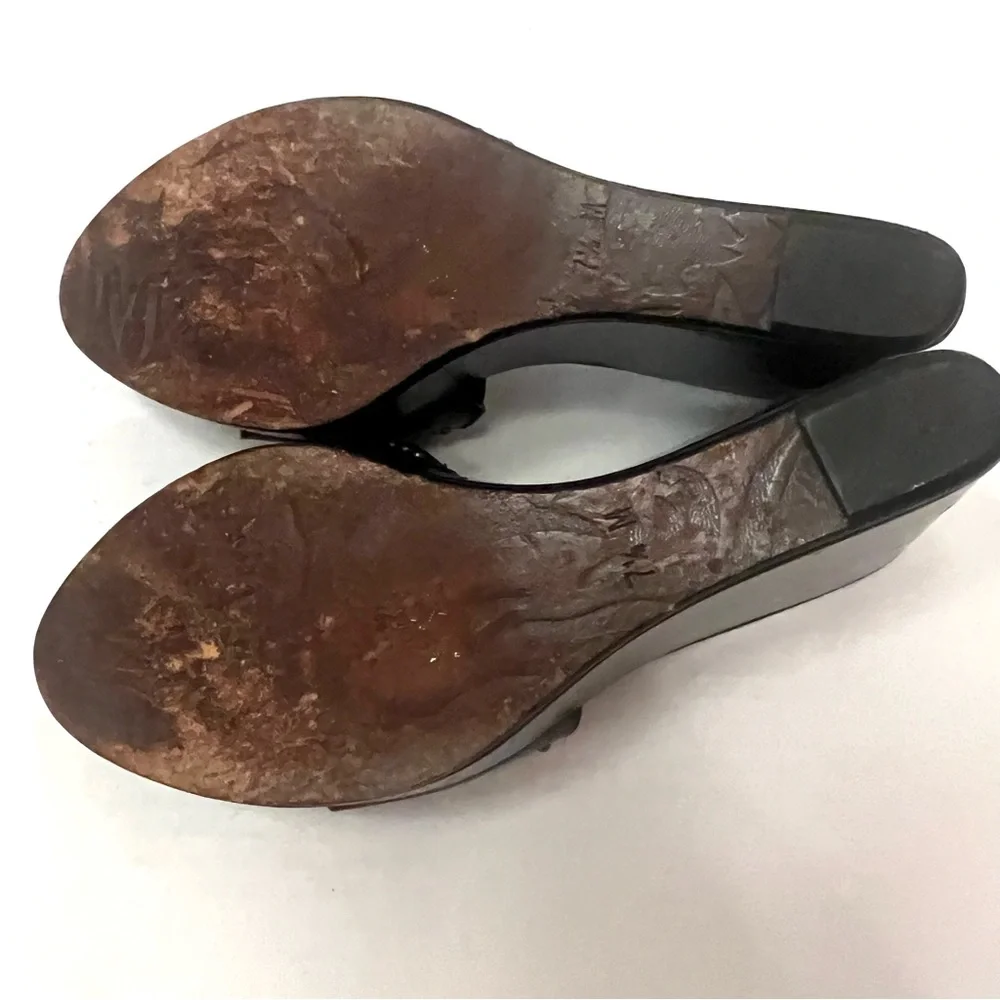 Donald J. Plane Black STIMA Jewel Wedge Sandal Sz 7.5 B13/11 - Picture 9 of 12